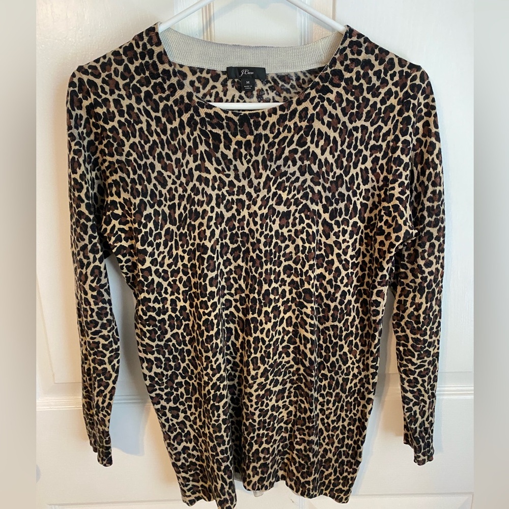 J. Crew Leopard Print Tippi Sweater Top Size M